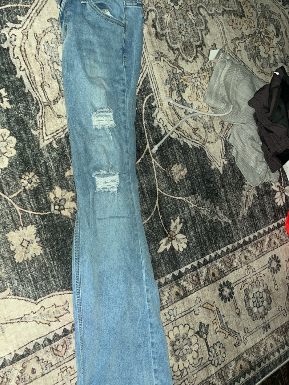 Women’s Light Blue Distressed Flared Jeans